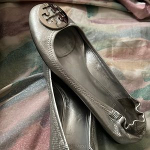 Authentic Silver Tory Burch Loafers 6 1/2 used